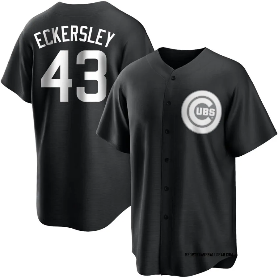 Dennis Eckersley Men's Chicago Cubs Black/White Replica Jersey