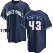 Dennis Eckersley Youth Chicago Cubs Navy Replica 2021 City Connect Jersey