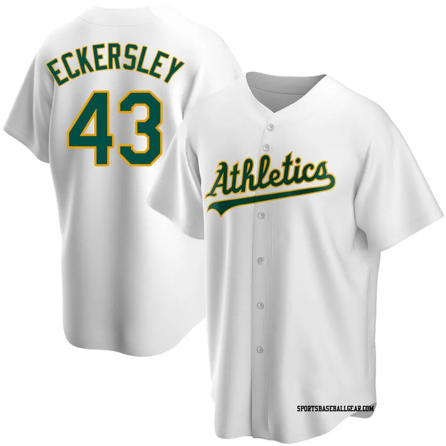 Dennis Eckersley Youth Oakland Athletics White Replica Home Jersey