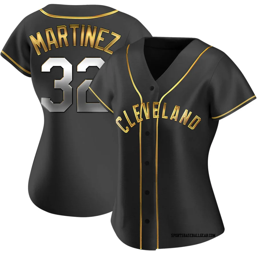 Dennis Martinez Women's Cleveland Guardians Black Golden Replica Alternate Jersey