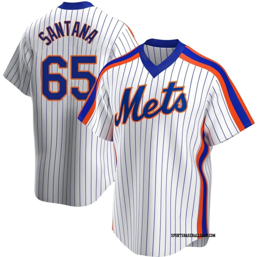 Dennis Santana Men's New York Mets White Replica Home Cooperstown Collection Jersey