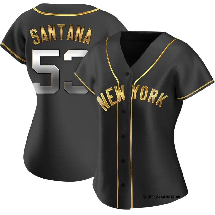 Dennis Santana Women's New York Yankees Black Golden Replica Alternate Jersey