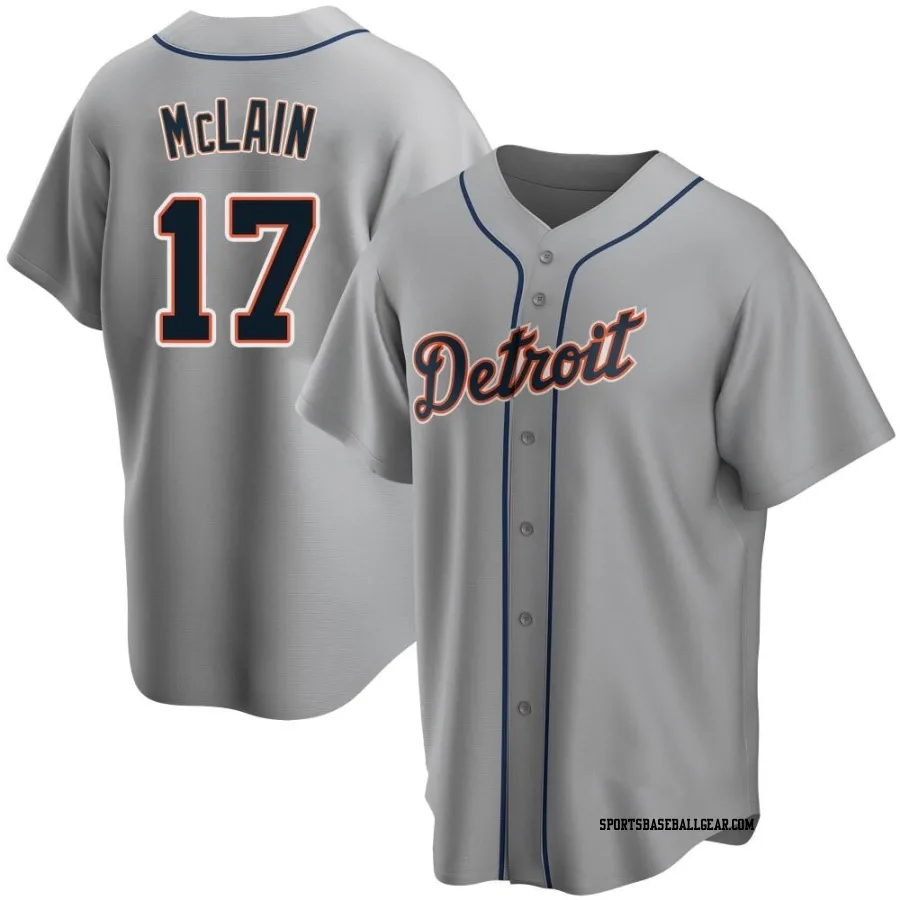 Denny McLain Men's Detroit Tigers Gray Replica Road Jersey