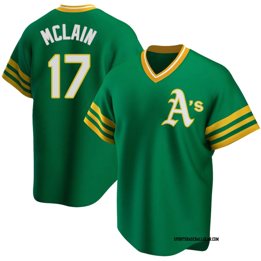 Denny Mclain Men's Oakland Athletics Green Replica R Kelly Road Cooperstown Collection Jersey