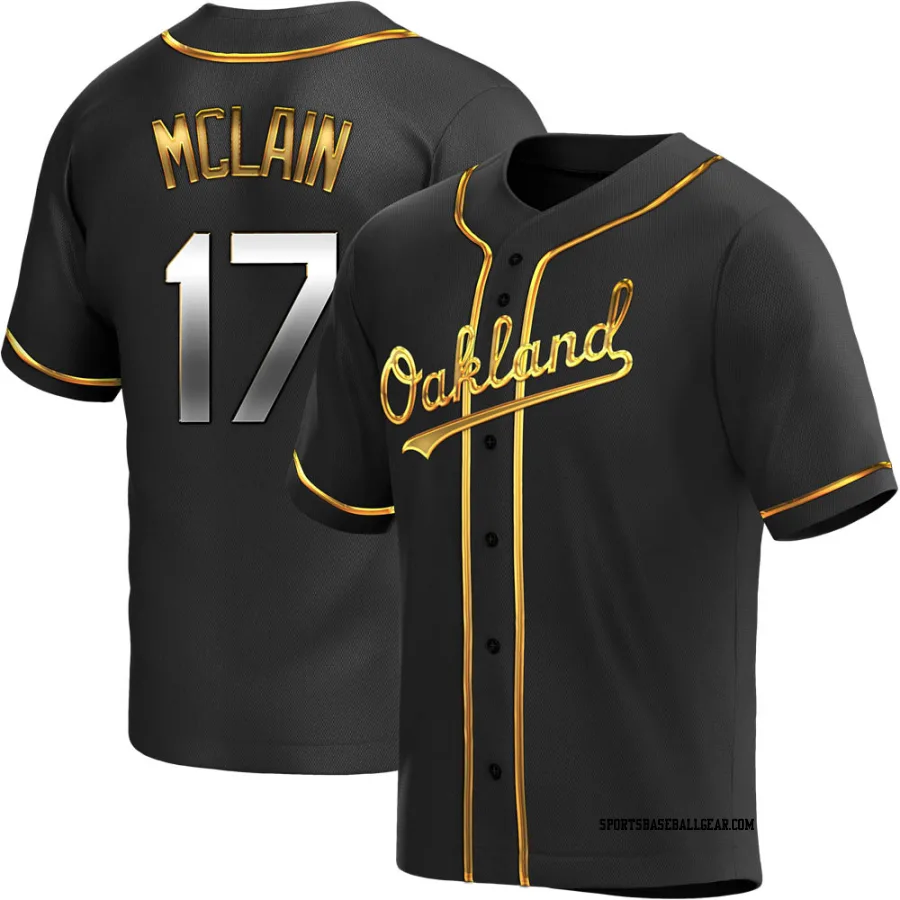 Denny Mclain Youth Oakland Athletics Black Golden Replica Alternate Jersey