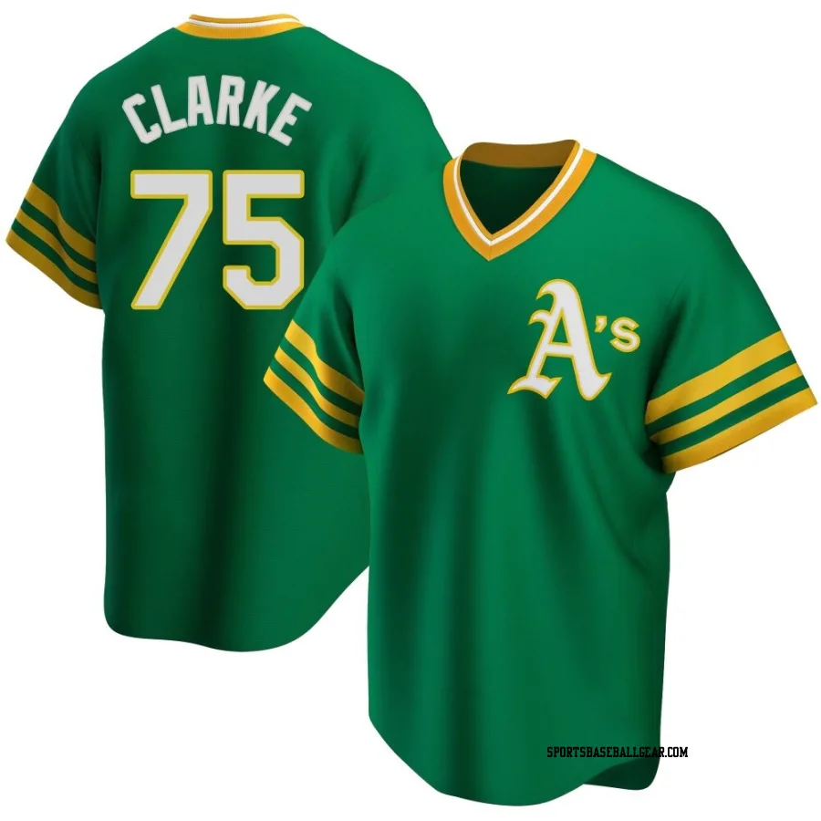 Denzel Clarke Men's Oakland Athletics Green Replica R Kelly Road Cooperstown Collection Jersey