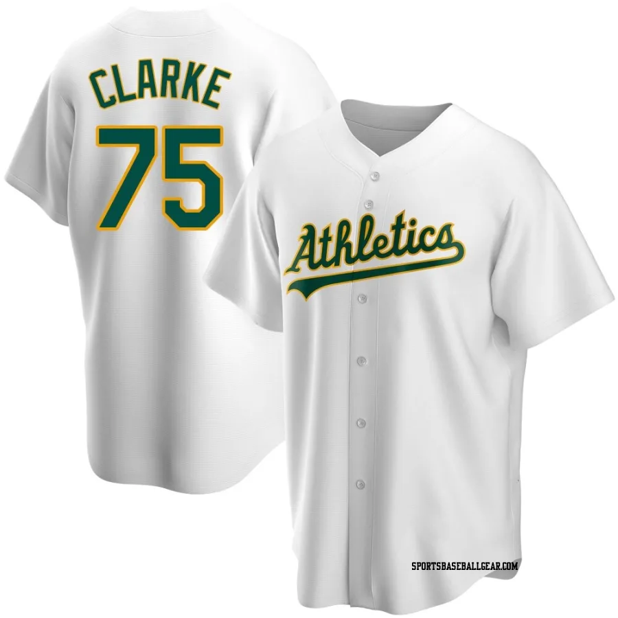 Denzel Clarke Men's Oakland Athletics White Replica Home Jersey