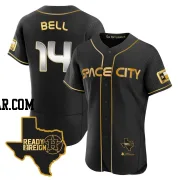 Derek Bell Men's Houston Astros Black/Gold Authentic 2023 Space City Ready 2 Reign Flex Base Jersey