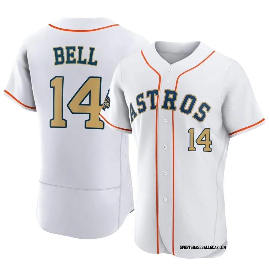 Derek Bell Men's Houston Astros Gold Authentic White 2023 Collection Jersey