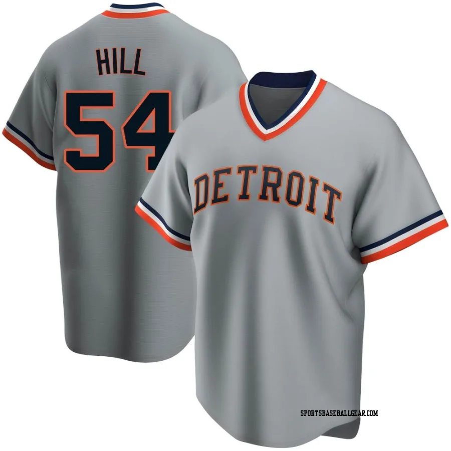 Derek Hill Men's Detroit Tigers Gray Replica Road Cooperstown Collection Jersey