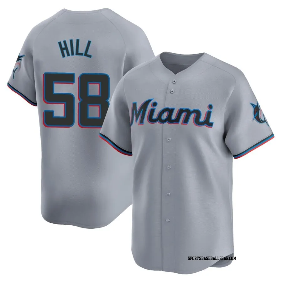 Derek Hill Men's Miami Marlins Gray Limited Road Jersey