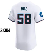 Derek Hill Men's Miami Marlins White Elite Home Patch Jersey