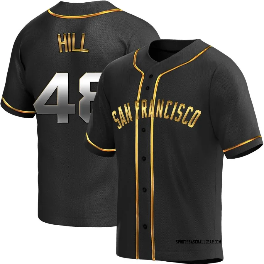 Derek Hill Men's San Francisco Giants Black Golden Replica Alternate Jersey