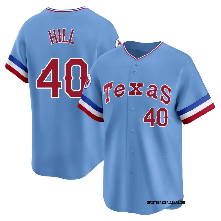 Derek Hill Men's Texas Rangers Light Blue Limited Cooperstown Collection Jersey