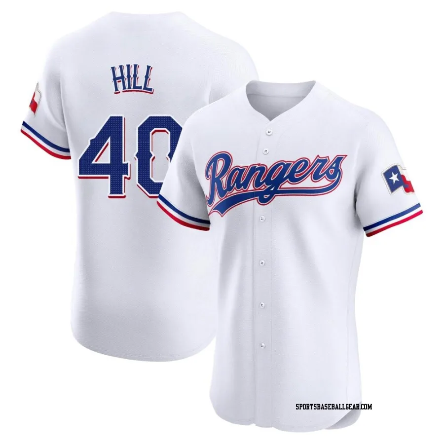 Derek Hill Men's Texas Rangers White Elite Home Jersey