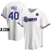 Derek Hill Men's Texas Rangers White Replica Home 2023 World Series Jersey