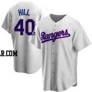 Derek Hill Men's Texas Rangers White Replica Home Cooperstown Collection 2023 World Series Champions Jersey