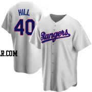 Derek Hill Men's Texas Rangers White Replica Home Cooperstown Collection Jersey