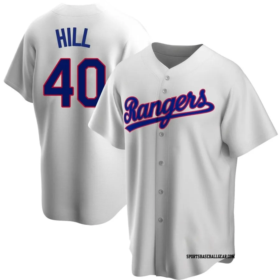 Derek Hill Men's Texas Rangers White Replica Home Cooperstown Collection Jersey