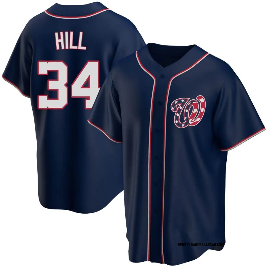 Derek Hill Men's Washington Nationals Navy Replica Alternate Team Jersey