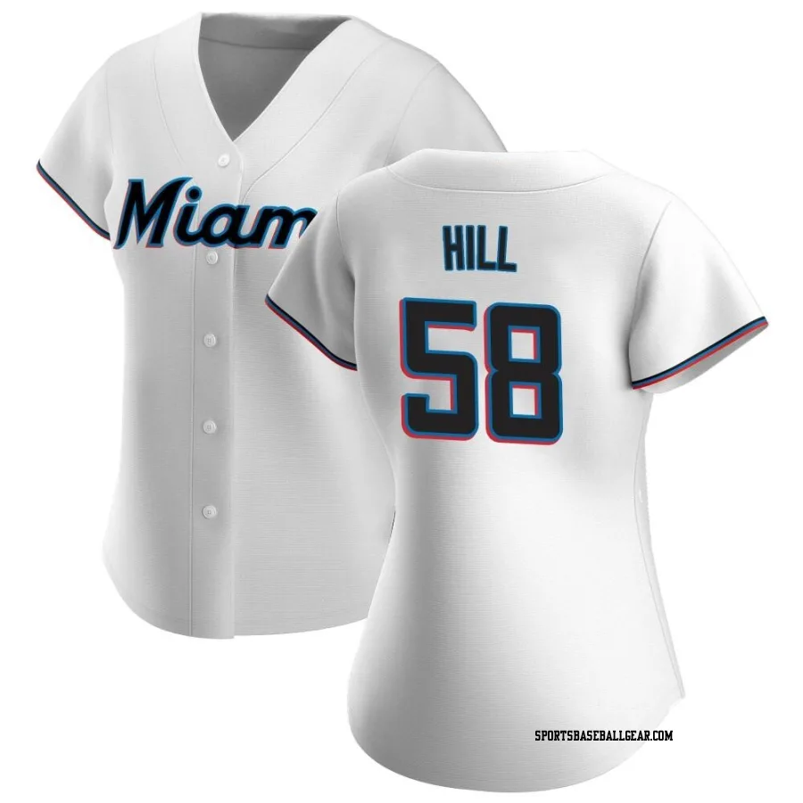 Derek Hill Women's Miami Marlins White Authentic Home Jersey