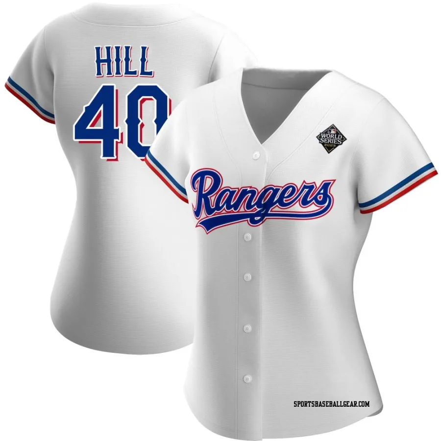 Derek Hill Women's Texas Rangers White Authentic Home 2023 World Series Jersey