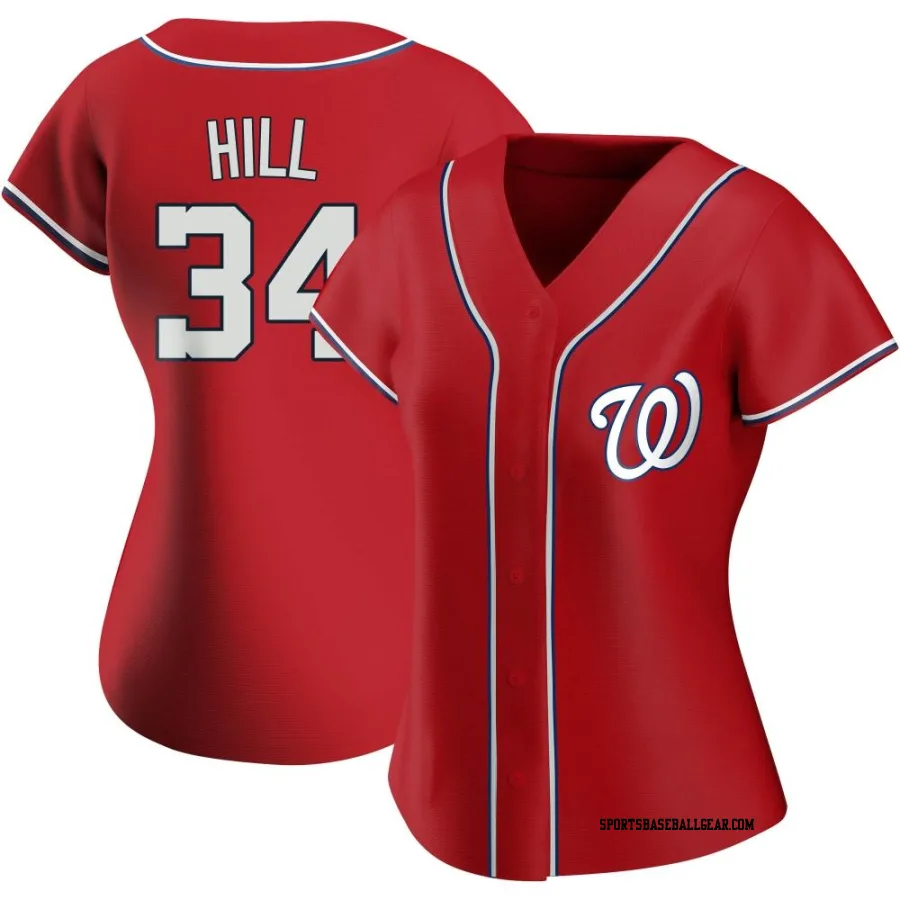 Derek Hill Women's Washington Nationals Red Authentic Alternate Jersey