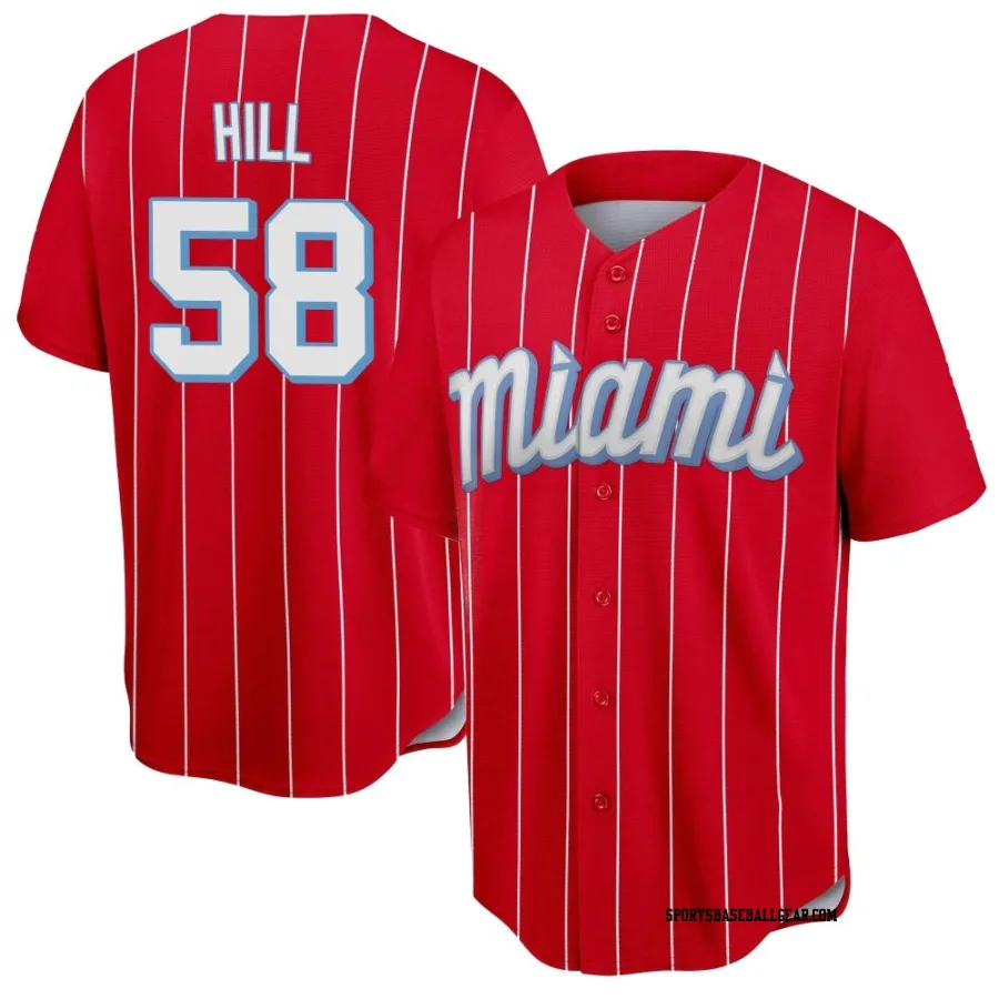 Derek Hill Youth Miami Marlins Red Replica 2021 City Connect Jersey