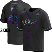 Derek Hill Youth Texas Rangers Black Holographic Replica Alternate 2023 World Series Jersey