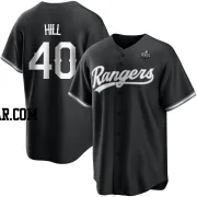 Derek Hill Youth Texas Rangers White Replica Black 2023 World Series Jersey