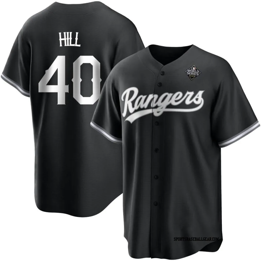 Derek Hill Youth Texas Rangers White Replica Black 2023 World Series Jersey