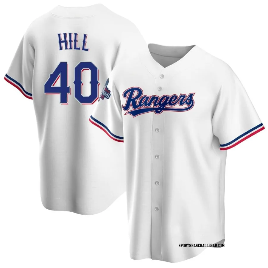 Derek Hill Youth Texas Rangers White Replica Home 2023 World Series Champions Jersey