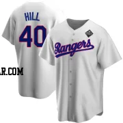 Derek Hill Youth Texas Rangers White Replica Home Cooperstown Collection 2023 World Series Jersey