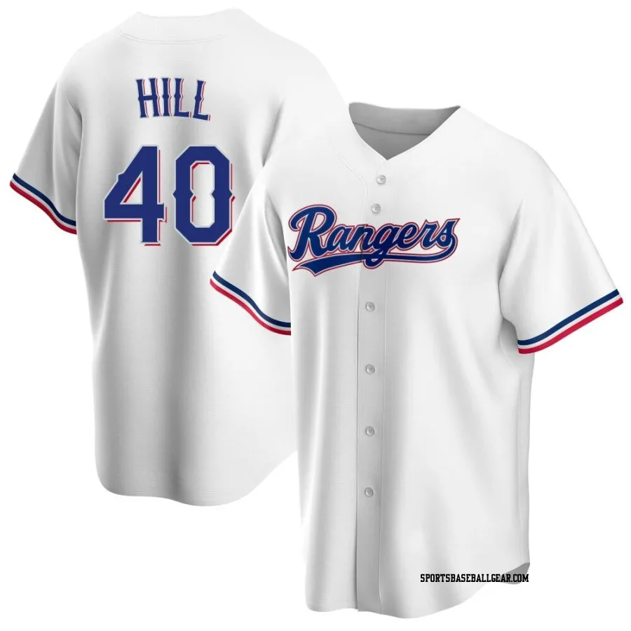 Derek Hill Youth Texas Rangers White Replica Home Jersey