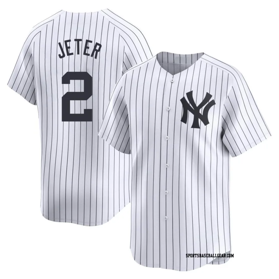 Derek Jeter Men's New York Yankees White Limited Yankee Home Jersey