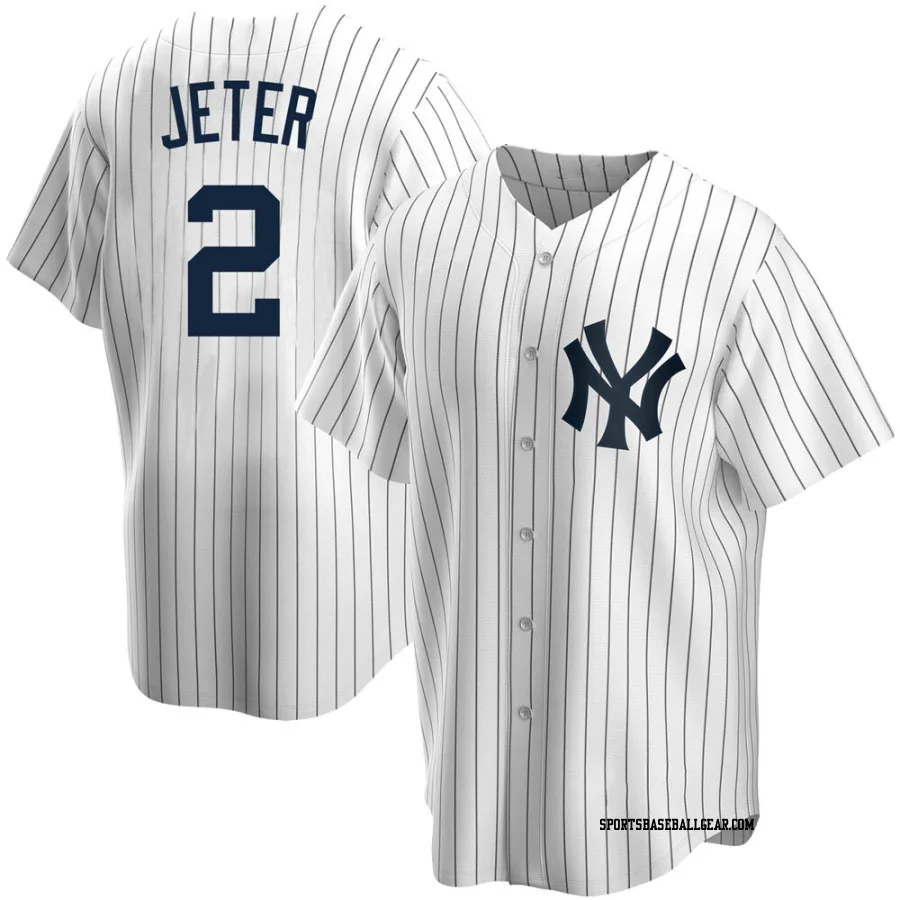 Derek Jeter Men's New York Yankees White Replica Home Jersey