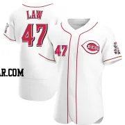 Derek Law Men's Cincinnati Reds White Authentic Home Jersey