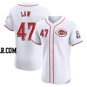 Derek Law Men's Cincinnati Reds White Elite Home Jersey