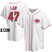 Derek Law Men's Cincinnati Reds White Replica Home Jersey