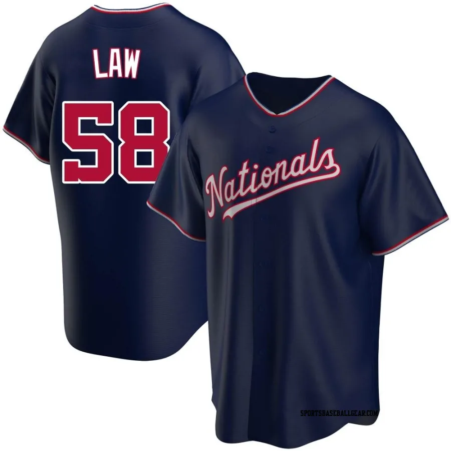 Derek Law Men's Washington Nationals Navy Replica Alternate Jersey