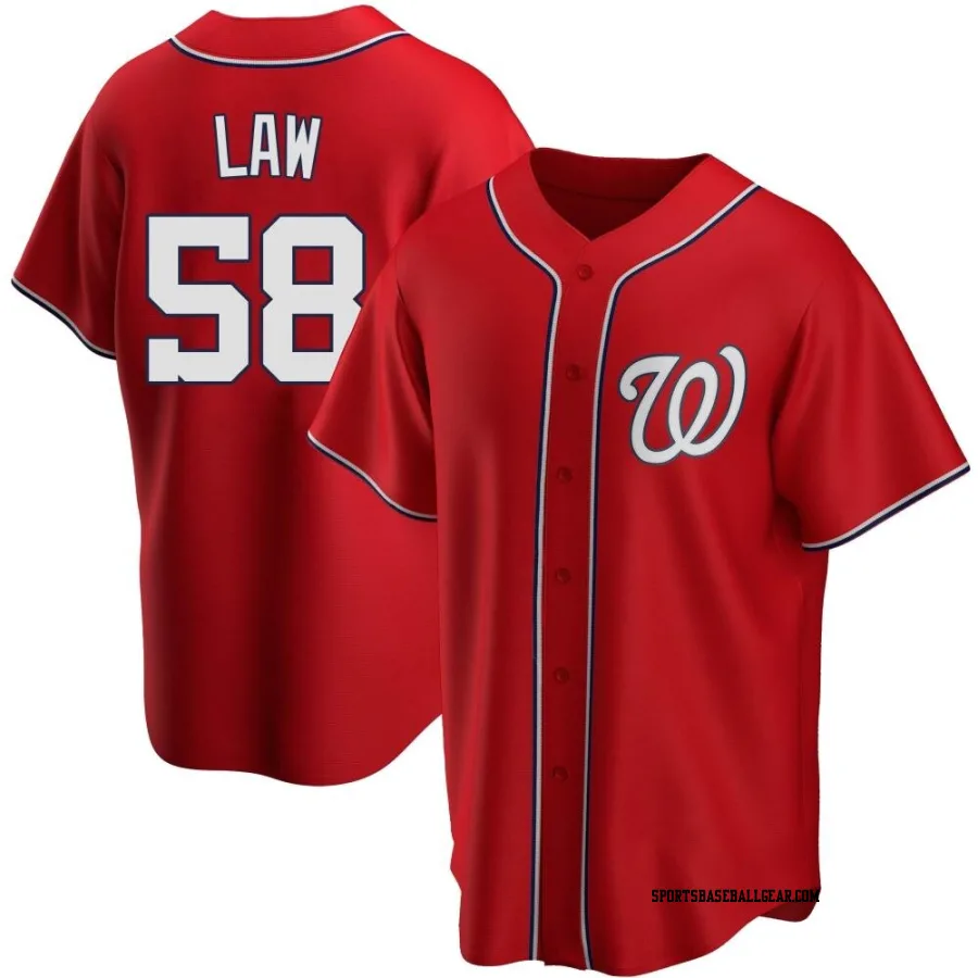 Derek Law Men's Washington Nationals Red Replica Alternate Jersey