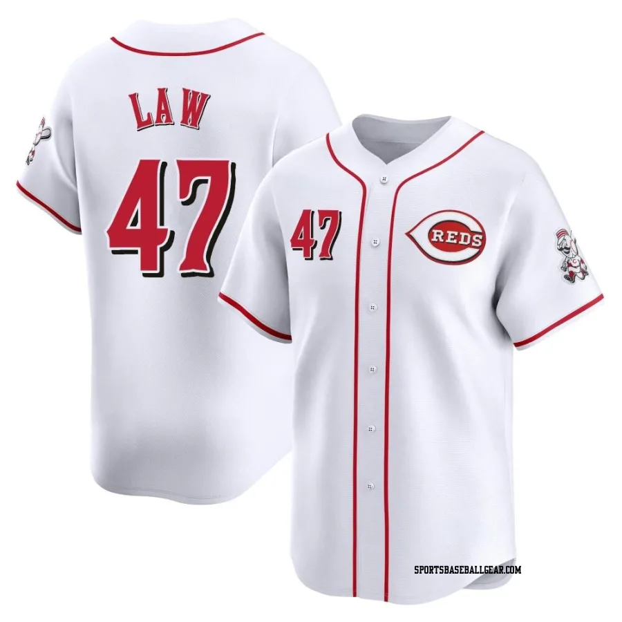 Derek Law Youth Cincinnati Reds White Limited Home Jersey