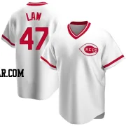 Derek Law Youth Cincinnati Reds White Replica Home Cooperstown Collection Jersey