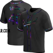 Dermis Garcia Men's Oakland Athletics Black Holographic Replica Alternate Jersey