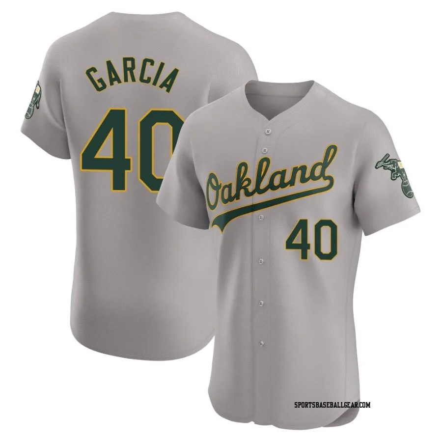 Dermis Garcia Men's Oakland Athletics Gray Elite Road Jersey