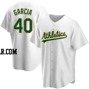 Dermis Garcia Men's Oakland Athletics White Replica Home Jersey