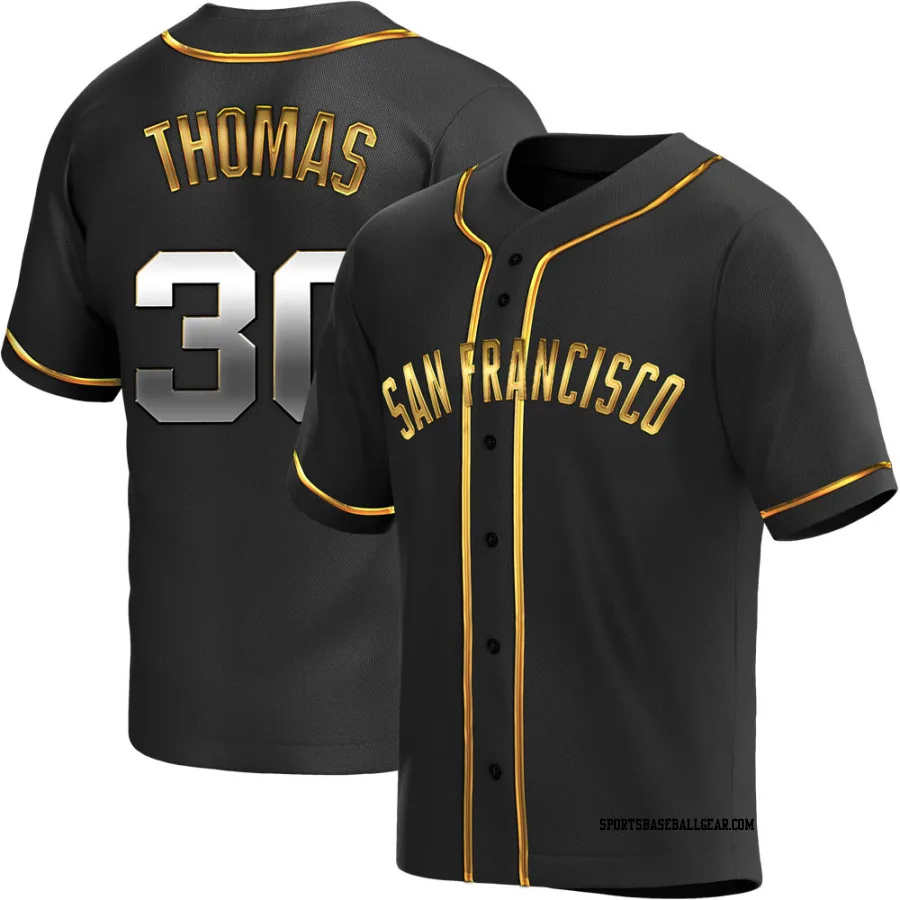 Derrel Thomas Men's San Francisco Giants Black Golden Replica Alternate Jersey