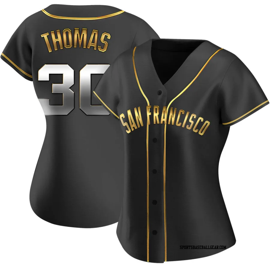 Derrel Thomas Women's San Francisco Giants Black Golden Replica Alternate Jersey