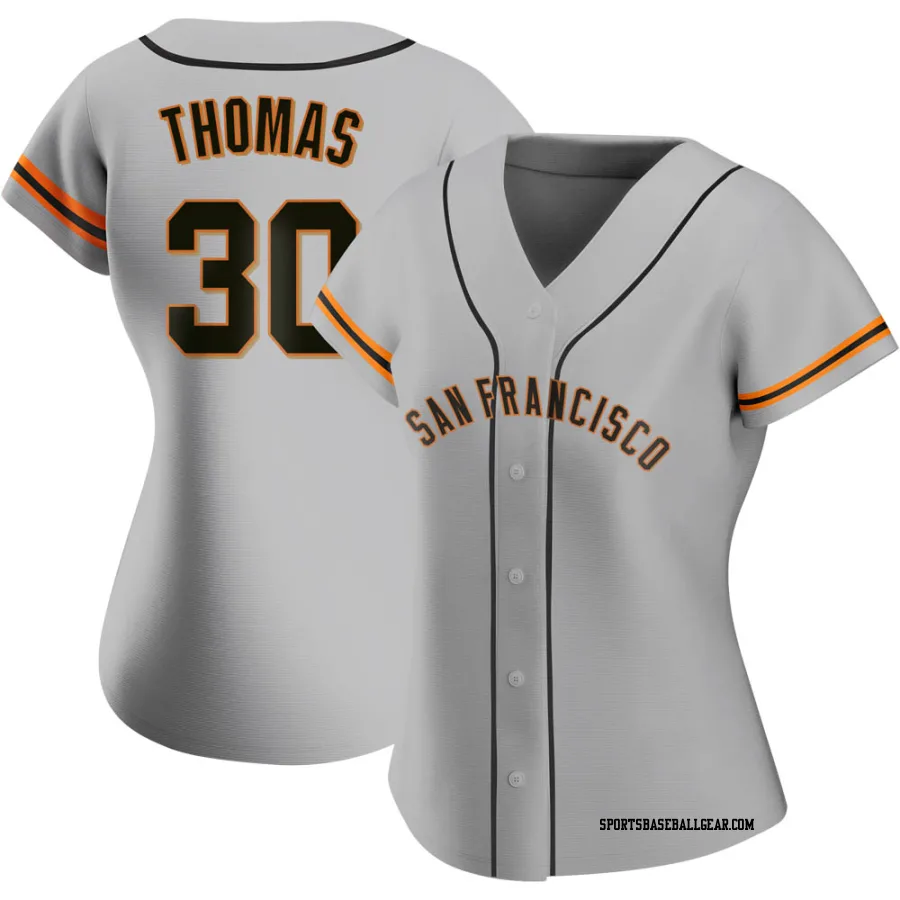 Derrel Thomas Women's San Francisco Giants Gray Authentic Road Jersey