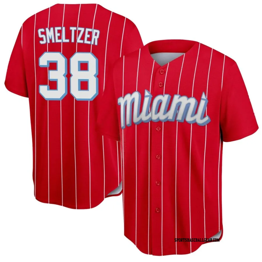 Devin Smeltzer Men's Miami Marlins Red Replica 2021 City Connect Jersey